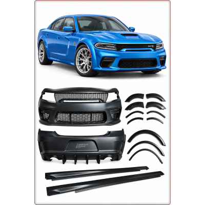BODY KIT PARAURTI ANTERIORE E POSTERIORE PER DODGE CHARGER 2015 - 2024 STILE HEL...