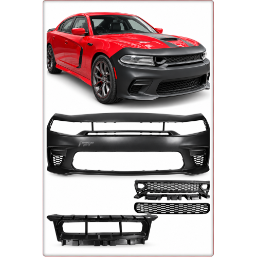 PARE-CHOCS AVANT COMPLET POUR DODGE CHARGER 2015 - 2024 STYLE HELLCAT 2021+