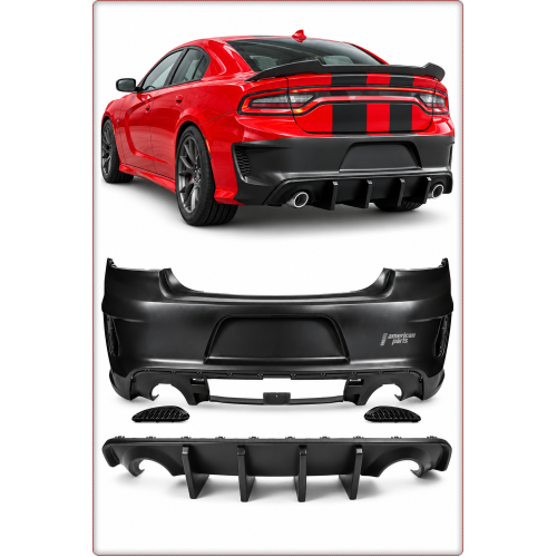 PARAURTI POSTERIORE COMPLETO + DIFFUSORE PER DODGE CHARGER 2015 - 2024 SRT STILE