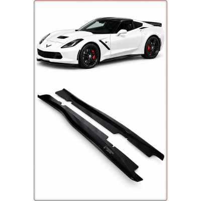 NAKŁADKI PROGÓW DO CHEVROLET CORVETTE 2014 - 2019 CZARNY POŁYSK / W STYLU ZR1