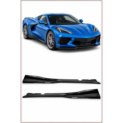 MINIGONNE LATERALI PER CHEVROLET CORVETTE 2020 - 2025 V1 STILE NERO LUCIDO TÜV