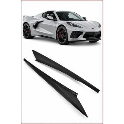 MINIGONNE LATERALI PER CHEVROLET CORVETTE 2020 - 2025 V3 STILE NERO OPACO / TÜV