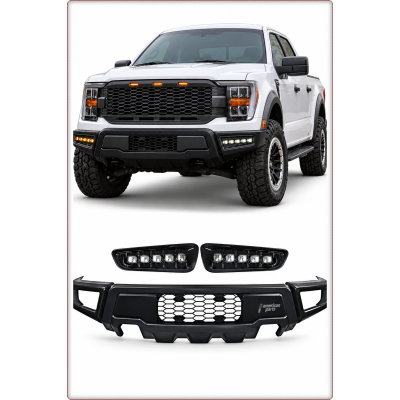 PARAURTI ANTERIORE CON ILLUMINAZIONE LED PER FORD F-150 2021 - 2024 RAPTOR STILE