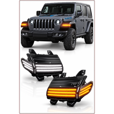 2x BLINKER VORNE LINKS + RECHTS FÜR JEEP WRANGLER JL 2018 - 2025 LED V2 STIL