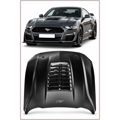CAPOT MOTEUR ALUMINIUM POUR FORD MUSTANG 2018 - 2023 STYLE GT500 NOIR BRILLANT