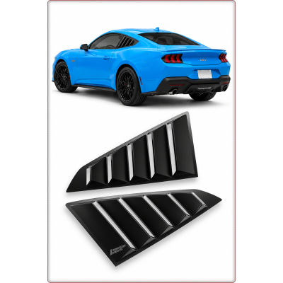 2x COUVERCLE DE FENÊTRE LATÉRALE POUR FORD MUSTANG 2024 - 2026 NOIR BRILLANT