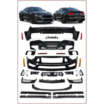 BODY KIT PARAURTI ANTERIORE E POSTERIORE PER FORD MUSTANG 2018 - 2023 STILE DARK...