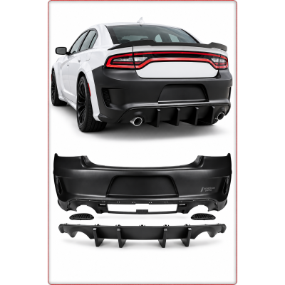 PARAURTI POSTERIORE + DIFFUSORE PER DODGE CHARGER 2015 - 2024 SRT 2021+ STILE / ...