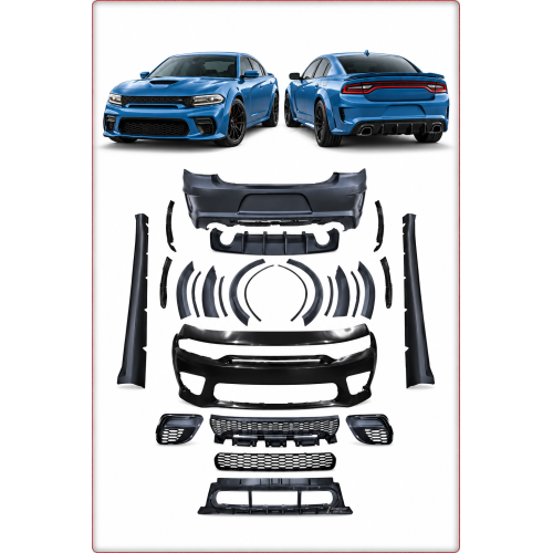 BODY KIT PARAURTI ANTERIORE E POSTERIORE PER DODGE CHARGER 2015 - 2023 STILE HELLCAT