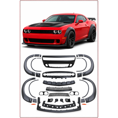 PARAURTI ANTERIORE CON WIDEBODY PER DODGE CHALLENGER 2015 - 2024 STILE DEMON / T...