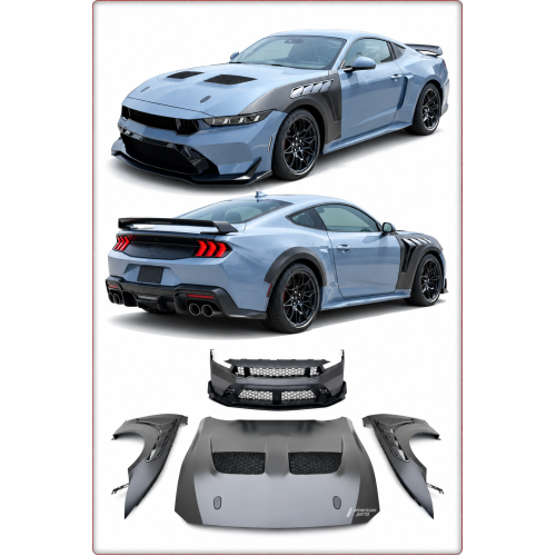 BODY KIT — PARAURTI, COFANO E PARAFANGO PER FORD MUSTANG 2024 - 2026 STILE GTD