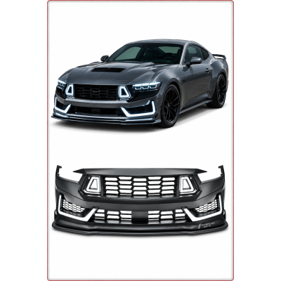 PARAURTI ANTERIORE COMPLETO CON LED PER FORD MUSTANG 2024 - 2026 STILE DARK HORS...
