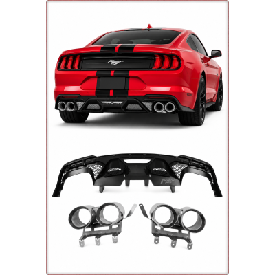 HECKDIFFUSOR / DIFFUSOR + AUSPUFFENDÜSEN FÜR FORD MUSTANG 2018 - 2023 GT500 STIL