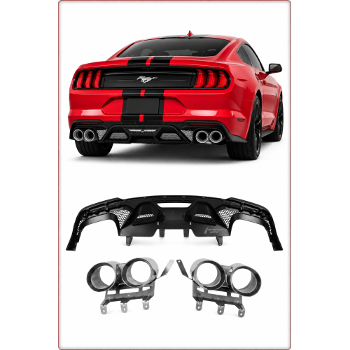 DIFFUSEUR / DIFFUSEUR ARRIÈRE + BUSES D'ÉCHAPPEMENT POUR FORD MUSTANG 2018