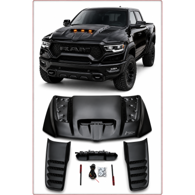 COFANO IN ALLUMINIO CON LED PER RAM 1500 2019 - 2024 TRX STILE