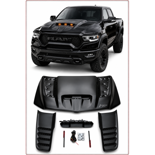 COFANO IN ALLUMINIO CON LED PER RAM 1500 2019 - 2024 TRX STILE
