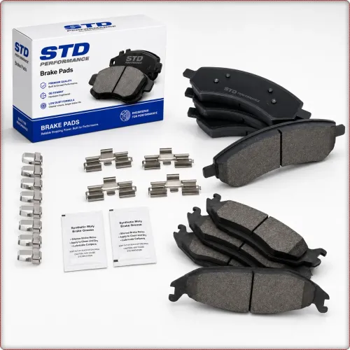 CERAMIC BRAKE PADS FRONT REAR WITH INSTALLATION KIT FOR DODGE RAM 1500 2006 - 2024