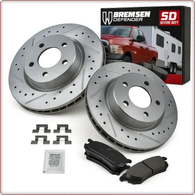 2X DISCHI FRENO FORATI E PASTIGLIE POSTERIORI PER FORD MUSTANG 2005 - 2014