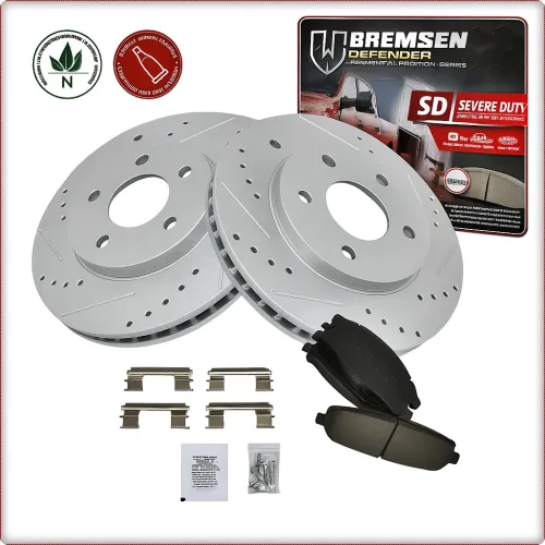 2X DISCHI FRENO FORATI E PASTIGLIE ANTERIORI PER LINCOLN TOWN CAR 2003 - 2011