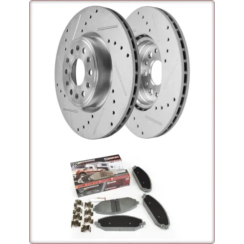 2x DRILLED BRAKE ROTORS PADS FRONT FOR RAM 1500 DT 2019 - 2025