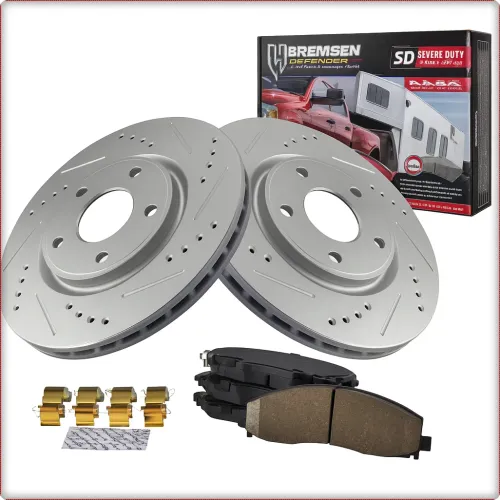 2x DRILLED BRAKE ROTORS BRAKE PADS FRONT FOR CHRYSLER PACIFICA 2017 - 2024