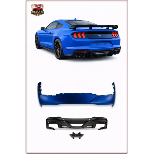 PARAURTI POSTERIORE + DIFFUSORE CON LED PER FORD MUSTANG 2015-2023 STILE DARK HORSE