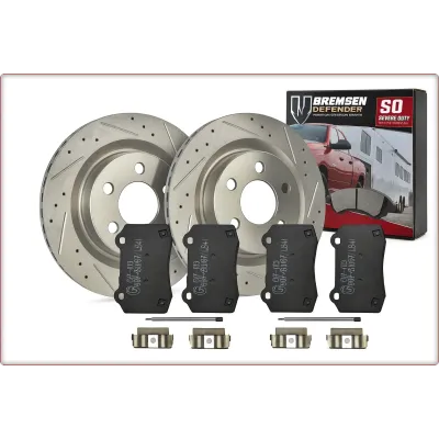 2X DISCHI FRENO FORATI E PASTIGLIE ANTERIORI PER DODGE DURANGO 2018 - 2025 SRT