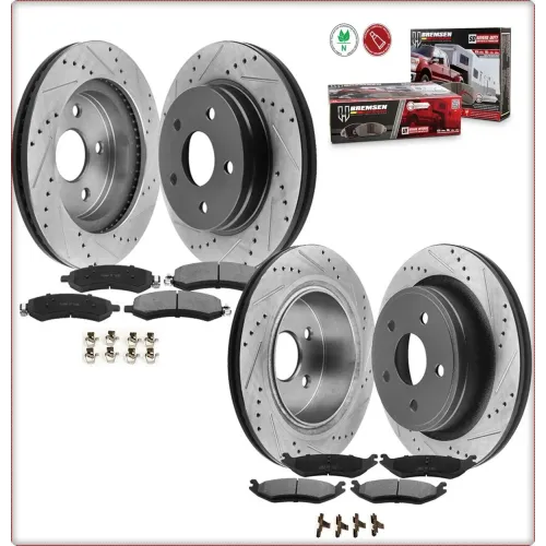 NAWIERCANE TARCZE I KLOCKI HAMULCOWE NA PRZÓD I TYŁ DO DODGE RAM 1500 2002 - 2024