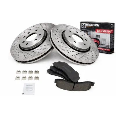 DISCHI FRENO FORATI + PASTIGLIE FRENO ANTERIORI PER FORD EXPEDITION F-150 2007 -...