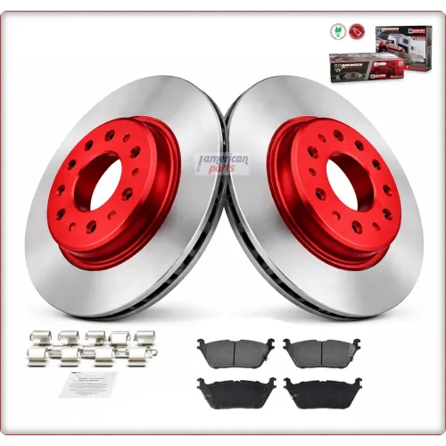 2x BREMSSCHEIBEN + BREMSKLÖTZE HINTEN FÜR RAM 1500 DT 2019 - 2025 ROT