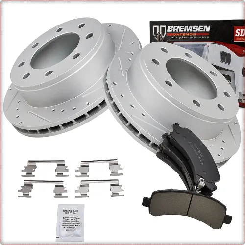 2X DISCHI FRENO FORATI E PASTIGLIE ANTERIORI PER CHEVROLET SILVERADO SUBURBAN 2500