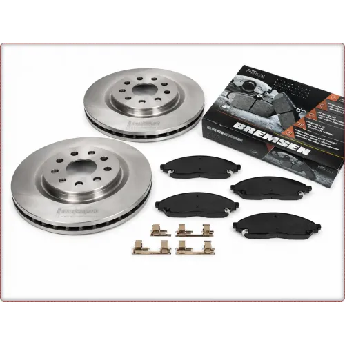 2X TARCZE HAMULCOWE + KLOCKI HAMULCOWE NA PRZÓD DO CHRYSLER PACIFICA 2020 - 2025 AWD