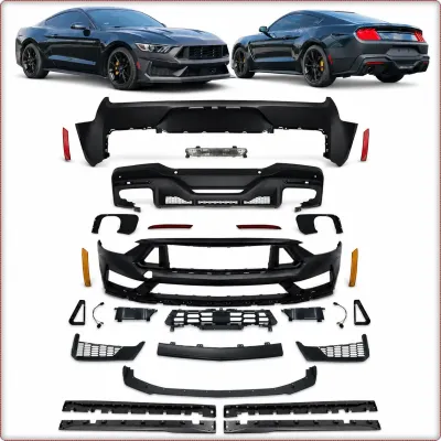 BODY KIT PARAURTI ANTERIORE E POSTERIORE PER FORD MUSTANG 2015 - 2017 STILE DARK...