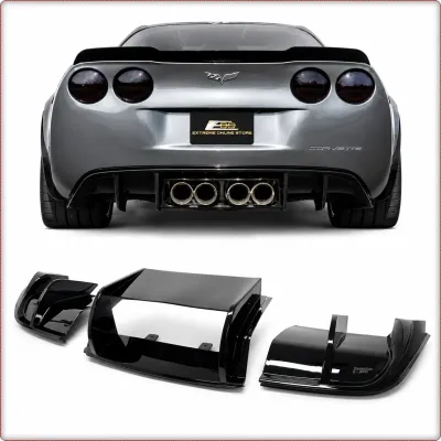 DIFFUSORE POSTERIORE PER CHEVROLET CORVETTE 2005 - 2013 NERO LUCIDO