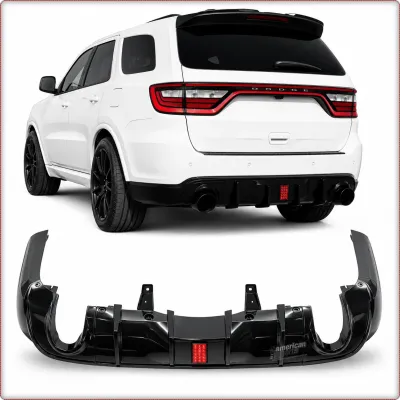 DIFFUSORE POSTERIORE CON LED PER DODGE DURANGO 2014 - 2026 NERO LUCIDO