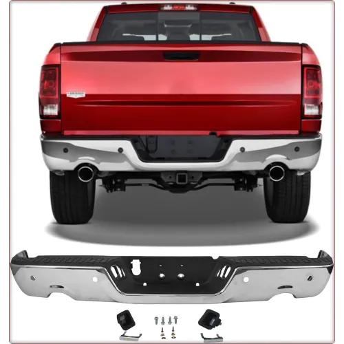 PARAURTI POSTERIORE + ILLUMINAZIONE PER DODGE RAM 1500 2009 - 2024 CROMATO CON PDC