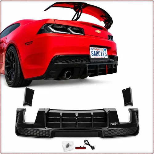 REAR DIFFUSER WITH LED FOR CHEVROLET CAMARO 2014 - 2015 GLOSSY