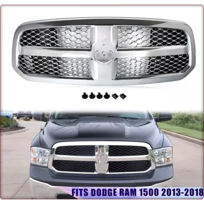 GRIGLIA ANTERIORE PER DODGE RAM 1500 2500 3500 2013 - 2028 CROMATO LONGHORN