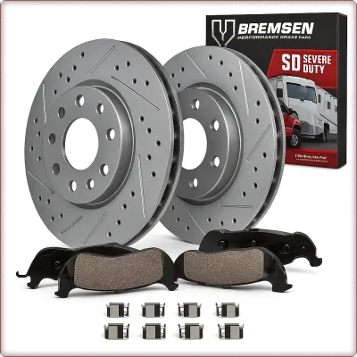 2X DISCHI FRENO FORATI E PASTIGLIE POSTERIORI PER JEEP GLADIATOR (JT) 2020 - 202...