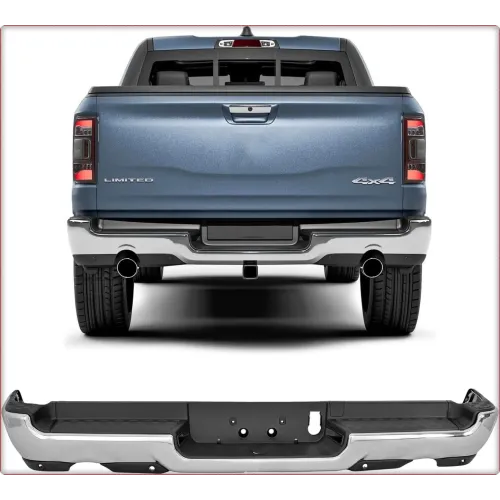 COMPLETE REAR BUMPER + LIGHTING FOR RAM 1500 2019 - 2025 CHROME WITH PDC