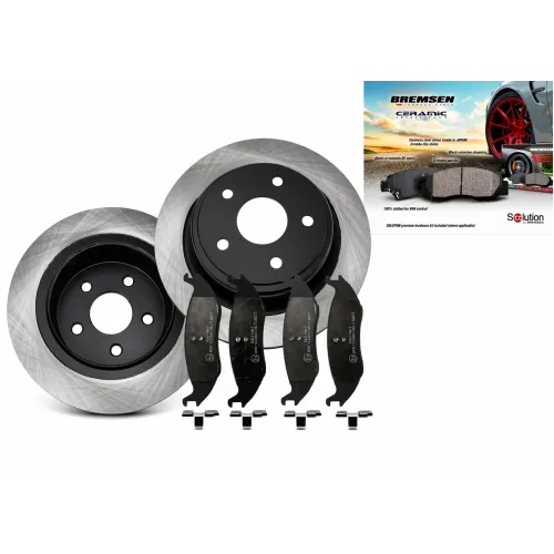 2X TARCZE HAMULCOWE + KLOCKI HAMULCOWE NA TYŁ DO DODGE RAM 1500 CLASSIC 2002–2024 CZARNY