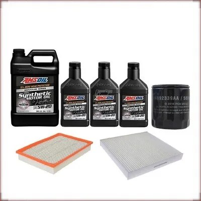 KIT CAMBIO OLIO AMSOIL 5W-20 + FILTRI OLIO, ARIA E ABITACOLO PER RAM 1500 5.7 V8...