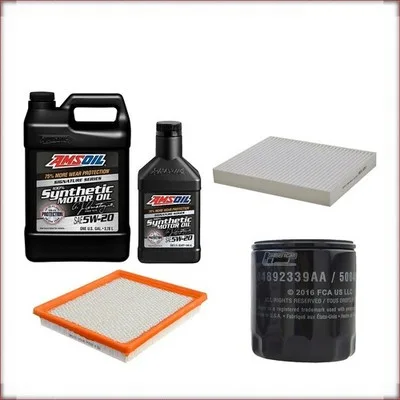 KIT OLIO AMSOIL 5W-20 + FILTRI OLIO, ARIA E ABITACOLO PER DODGE AVENGER 2.4 R4 2...