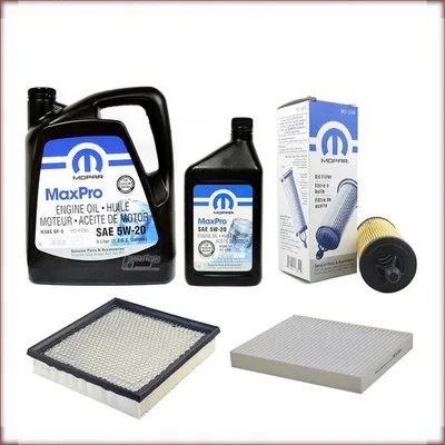 ZESTAW OLEJU MOPAR 5W-20 + FILTRY OLEJU, POWIETRZA I KABINOWY DO DODGE AVENGER 3...