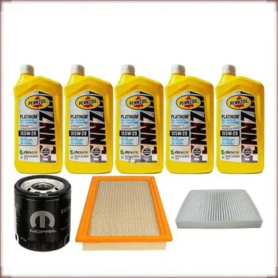 ZESTAW OLEJU PENNZOIL 5W-20 + FILTRY OLEJU, POWIETRZA I KABINOWY DO DODGE CALIBE...