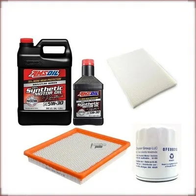 KIT OLIO AMSOIL 5W-30 + FILTRI OLIO, ARIA E ABITACOLO PER DODGE CARAVAN 2.4 R4 2...
