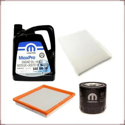 ZESTAW OLEJU MOPAR 5W-30 + FILTRY OLEJU, POWIETRZA I KABINOWY DO DODGE CARAVAN 3...