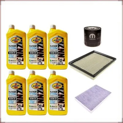 ZESTAW OLEJU PENNZOIL 5W-20 + FILTRY OLEJU, POWIETRZA I KABINOWY DO DODGE CHARGE...