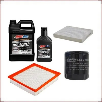 KIT OLIO AMSOIL 5W-20 + FILTRI OLIO, ARIA E ABITACOLO PER DODGE JOURNEY 2.4 R4 2...