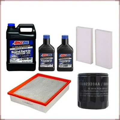 KIT CAMBIO OLIO AMSOIL 10W-30 + FILTRI OLIO, ARIA E ABITACOLO PER DODGE NITRO 4....